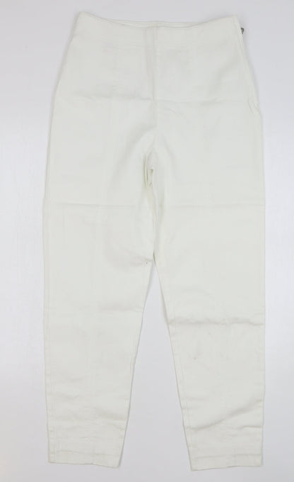 Maxx Womens White Cotton Chino Trousers Size 14 L29 in Regular Zip