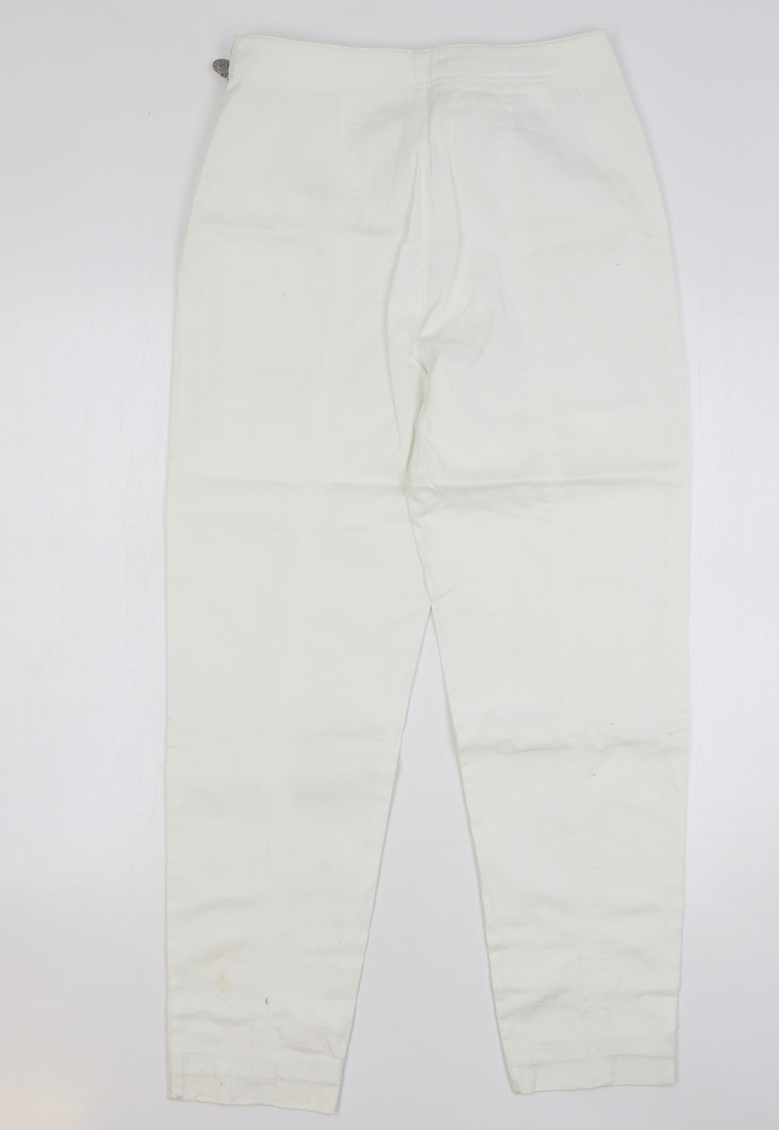 Maxx Womens White Cotton Chino Trousers Size 14 L29 in Regular Zip