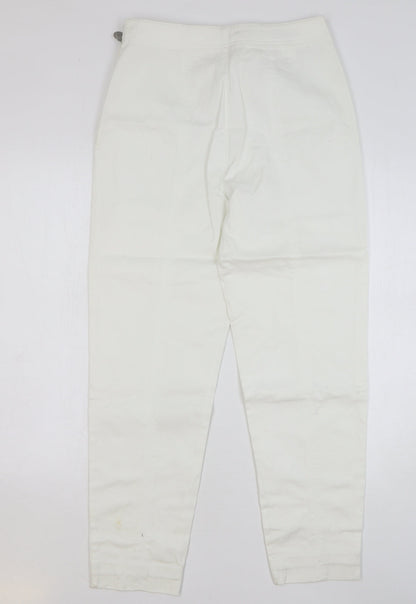 Maxx Womens White Cotton Chino Trousers Size 14 L29 in Regular Zip