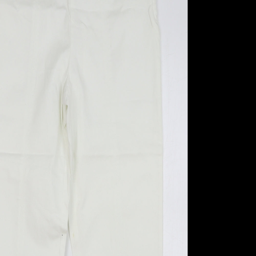 Maxx Womens White Cotton Chino Trousers Size 14 L29 in Regular Zip