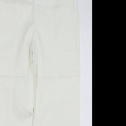 Maxx Womens White Cotton Chino Trousers Size 14 L29 in Regular Zip