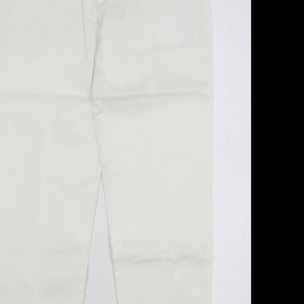 Maxx Womens White Cotton Chino Trousers Size 14 L29 in Regular Zip