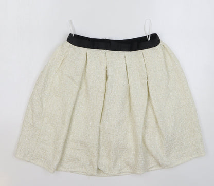 Dorothy Perkins Womens Beige Acrylic Pleated Skirt Size 8 Zip
