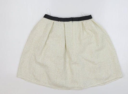 Dorothy Perkins Womens Beige Acrylic Pleated Skirt Size 8 Zip