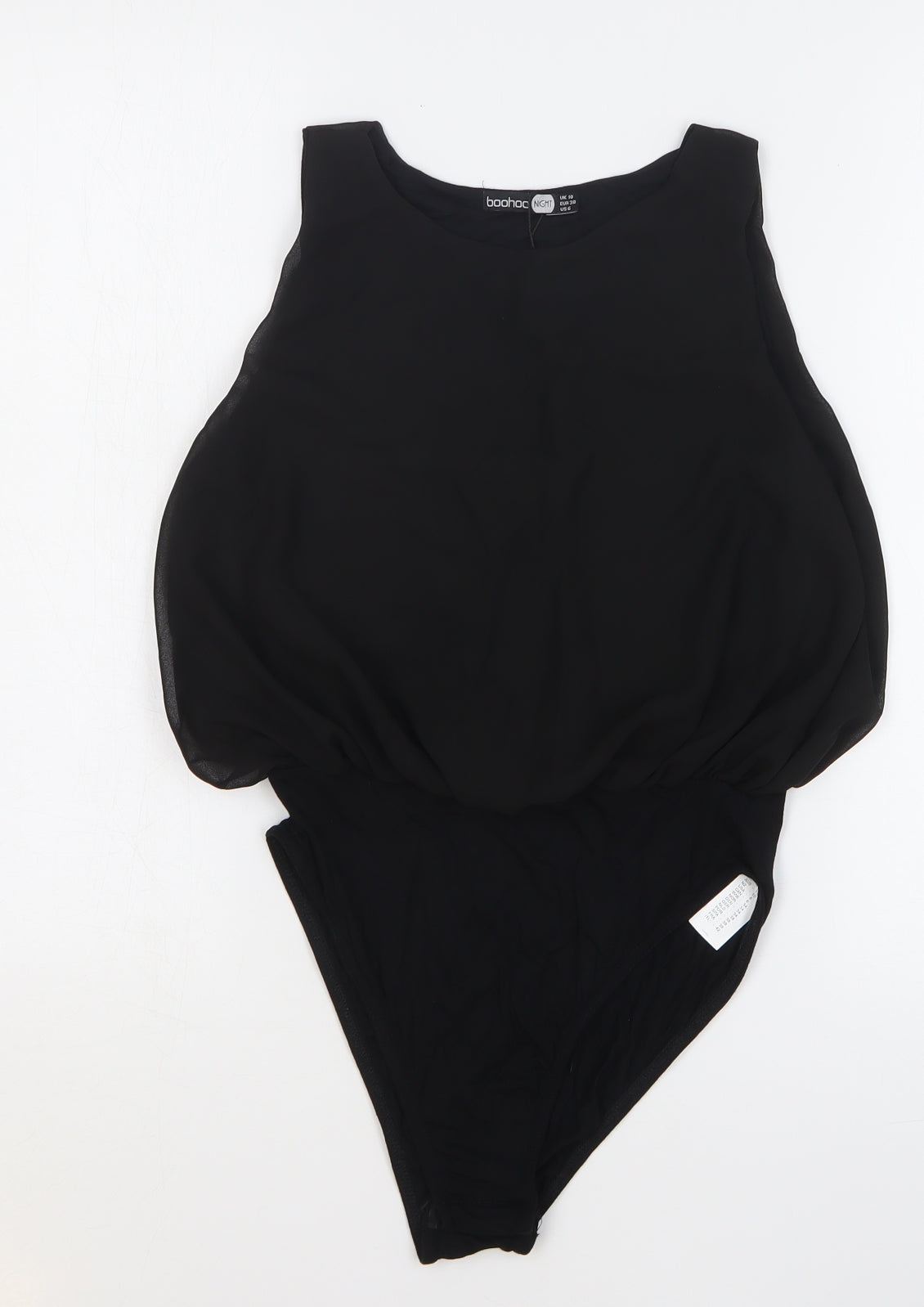 Boohoo Womens Black Polyester Bodysuit One-Piece Size 10 Snap