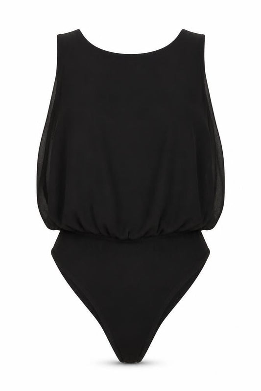 Womens UK Size 10 Boohoo One-Piece Black Bodysuit