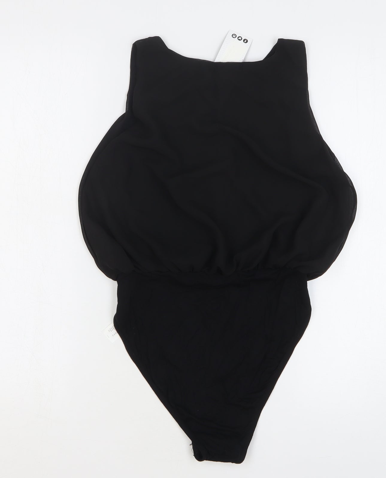 Boohoo Womens Black Polyester Bodysuit One-Piece Size 10 Snap