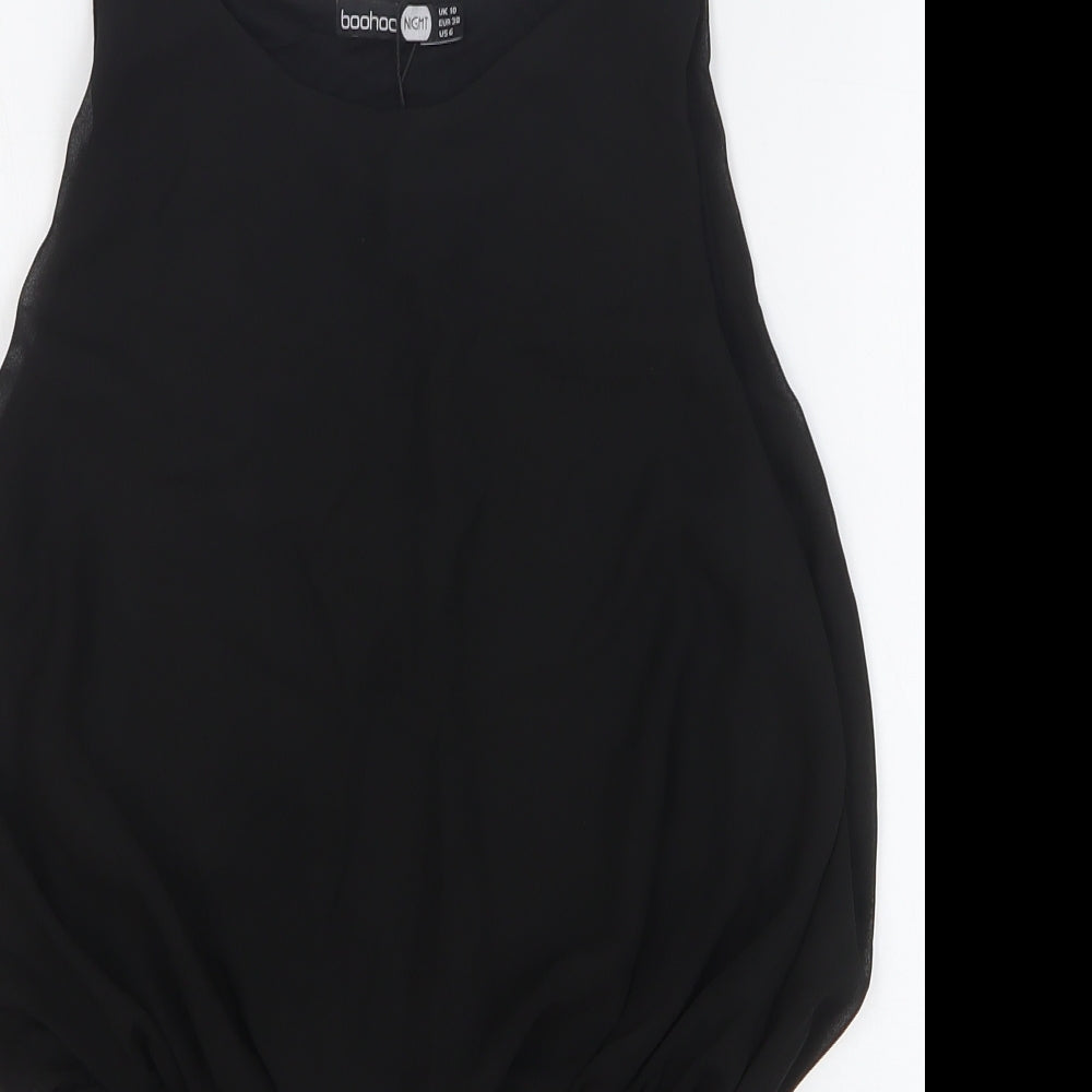 Boohoo Womens Black Polyester Bodysuit One-Piece Size 10 Snap