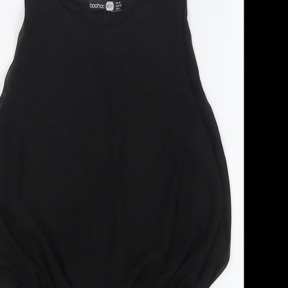 Boohoo Womens Black Polyester Bodysuit One-Piece Size 10 Snap