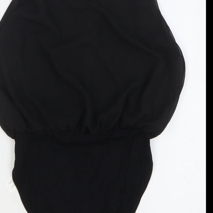 Boohoo Womens Black Polyester Bodysuit One-Piece Size 10 Snap