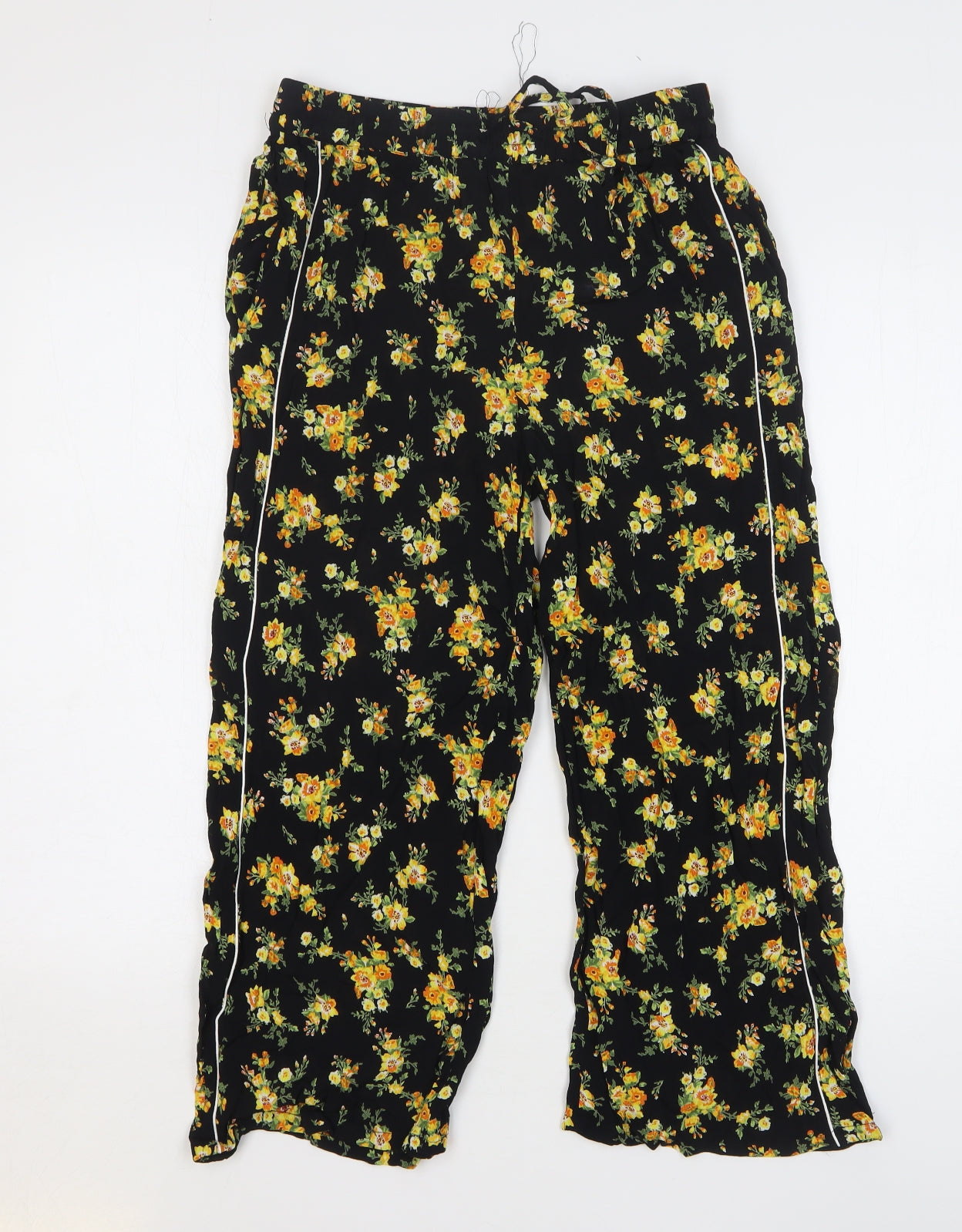 Womens UK Size 8 Miss Selfridge Regular Fit Cropped Black Trousers