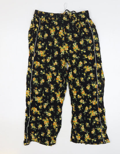 Womens UK Size 8 Miss Selfridge Regular Fit Cropped Black Trousers