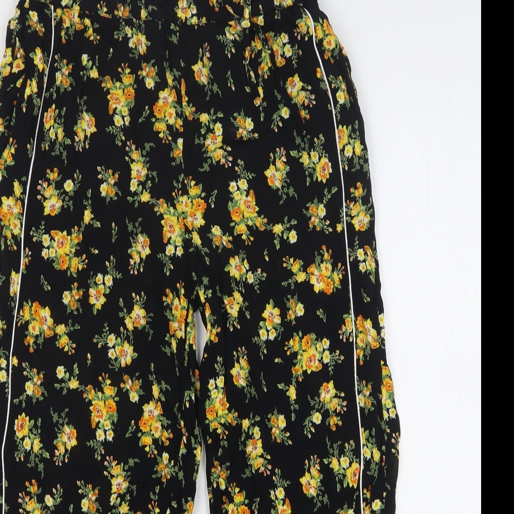 Womens UK Size 8 Miss Selfridge Regular Fit Cropped Black Trousers