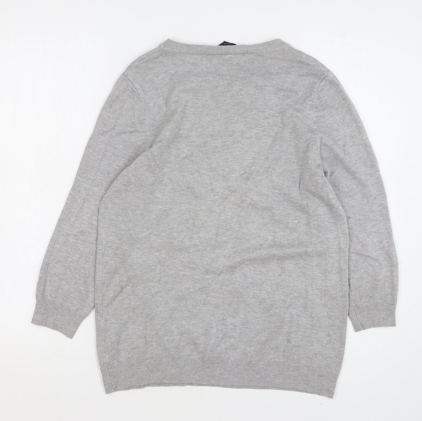 F&F Womens Grey Round Neck Viscose Pullover Jumper Size 10