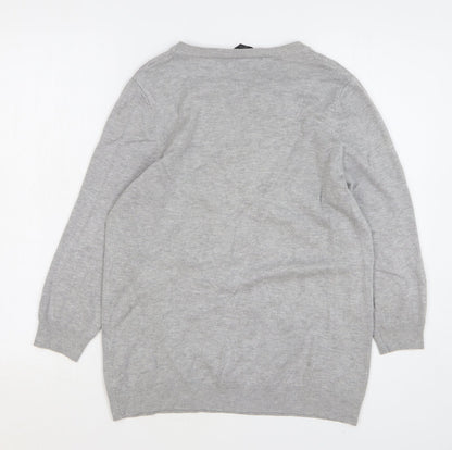 F&F Womens Grey Round Neck Viscose Pullover Jumper Size 10
