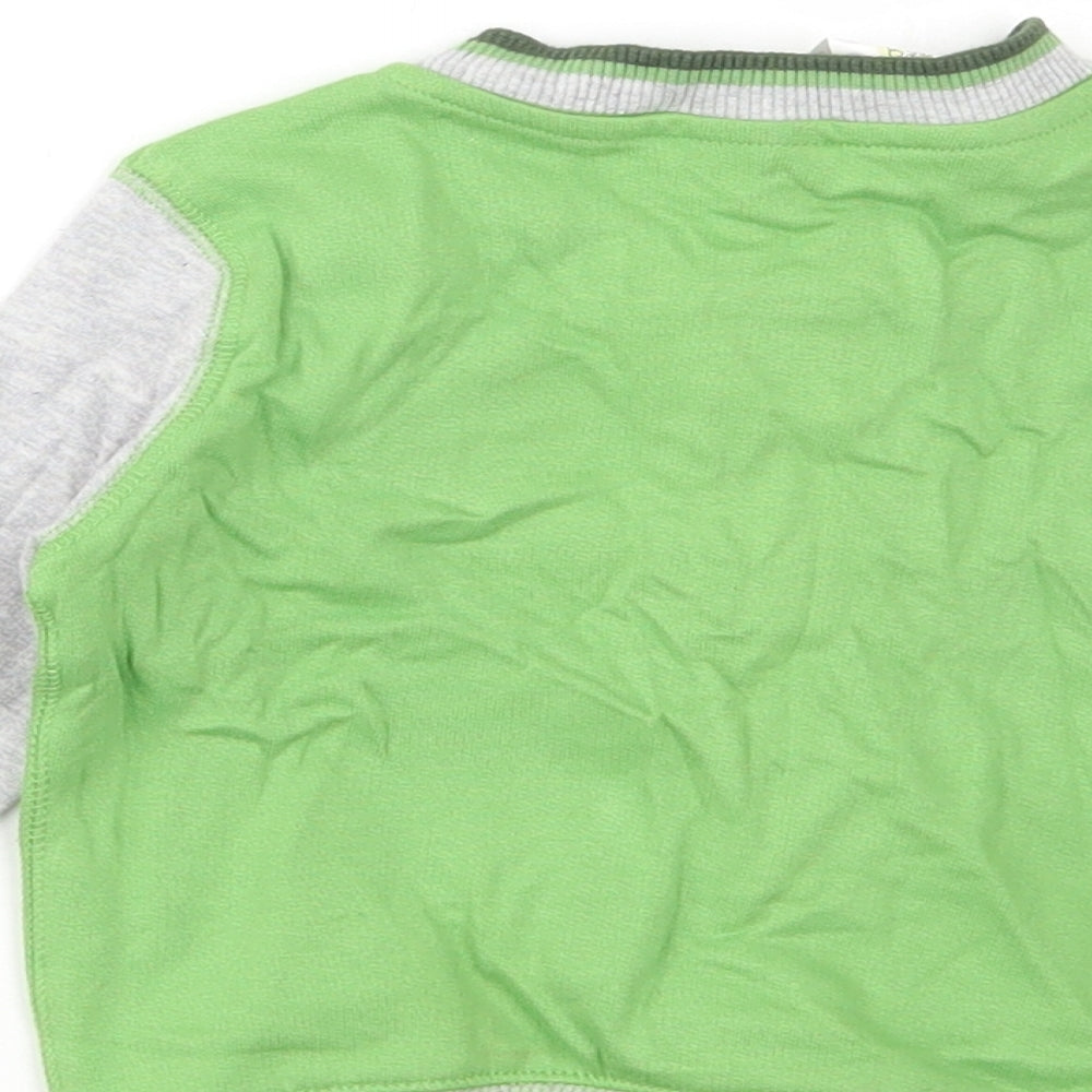 F&F Boys Green Striped Cotton Cardigan Jumper Size 3-6 Months Button - 19