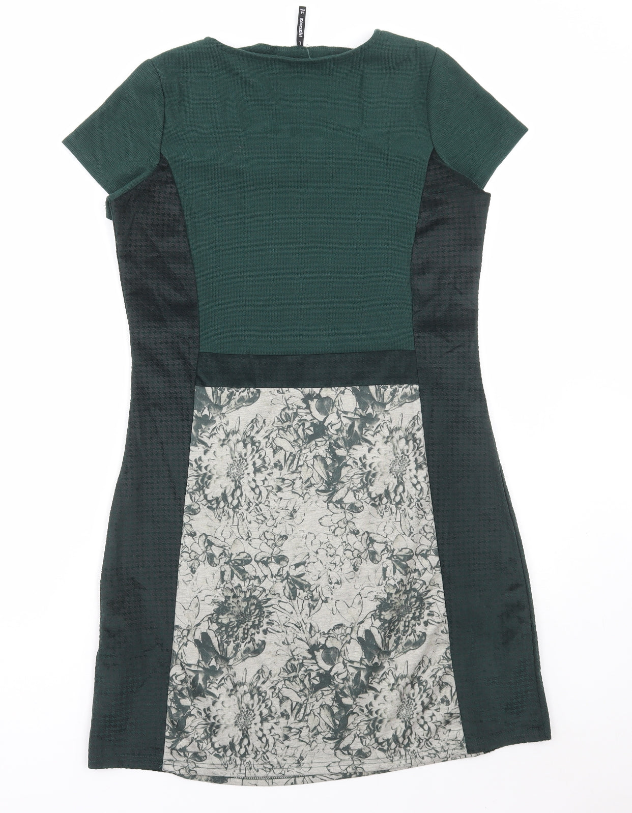 Smash! Womens Green Floral Polyester A-Line Size L Square Neck Pullover