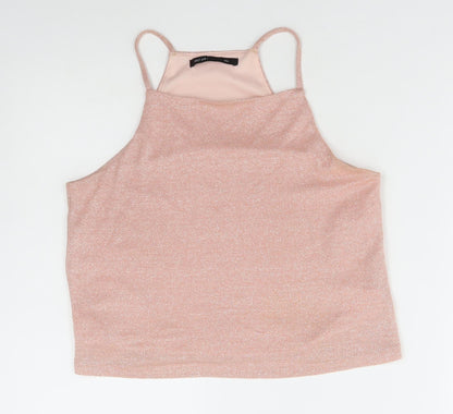 First and I Womens Pink Viscose Camisole Tank Size S Square Neck