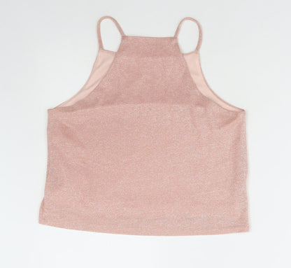 First and I Womens Pink Viscose Camisole Tank Size S Square Neck
