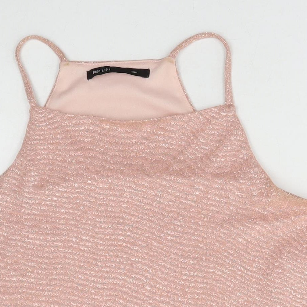 First and I Womens Pink Viscose Camisole Tank Size S Square Neck