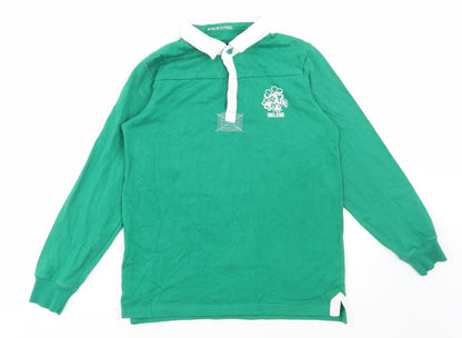 Rugby Heritage Boys Green Cotton Basic Polo Size 11-12 Years Collared Button - Ireland