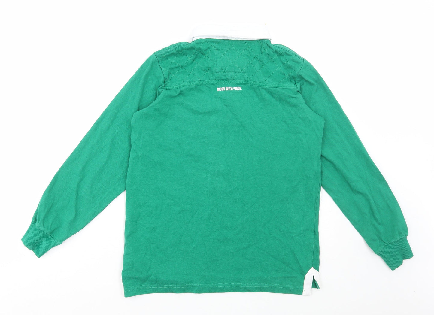 Rugby Heritage Boys Green Cotton Basic Polo Size 11-12 Years Collared Button - Ireland