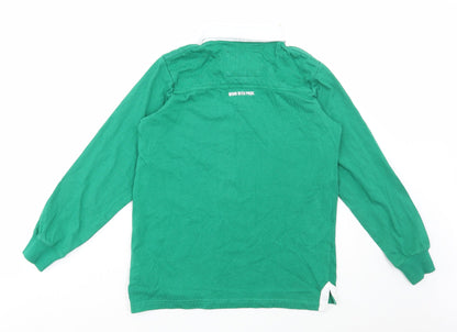 Rugby Heritage Boys Green Cotton Basic Polo Size 11-12 Years Collared Button - Ireland