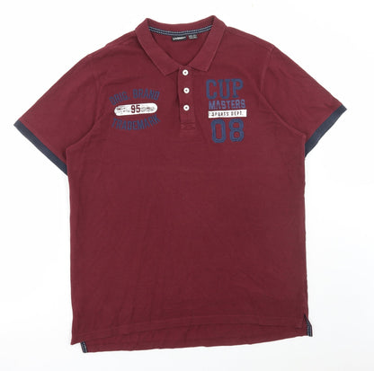 Livergy Mens Red Cotton Polo Size XL Collared Button - Sports Department