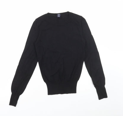 Gap Womens Black Round Neck Rayon Pullover Jumper Size XS