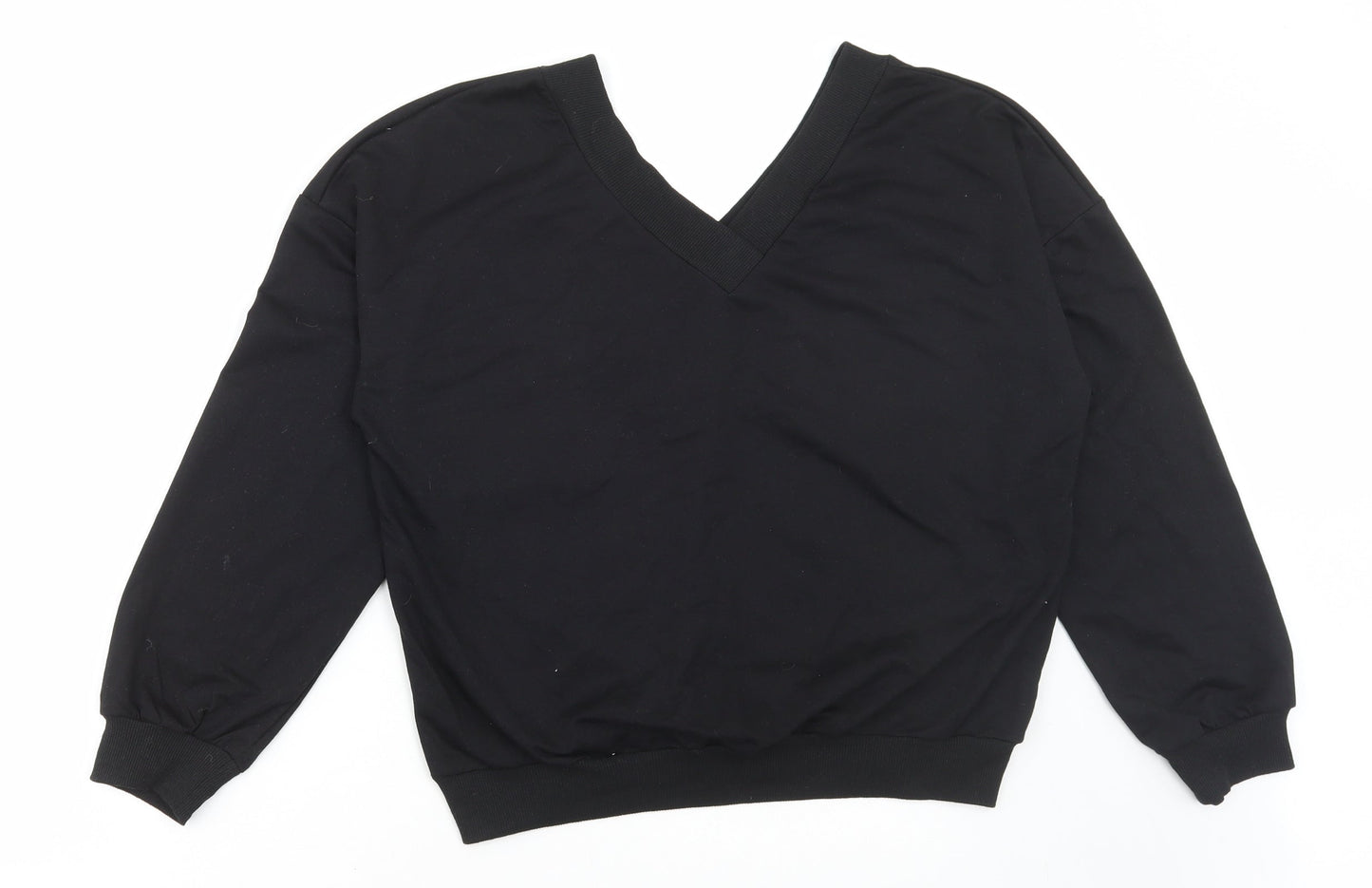 SheIn Womens Black Cotton Pullover Sweatshirt Size S Pullover - Angel Wings