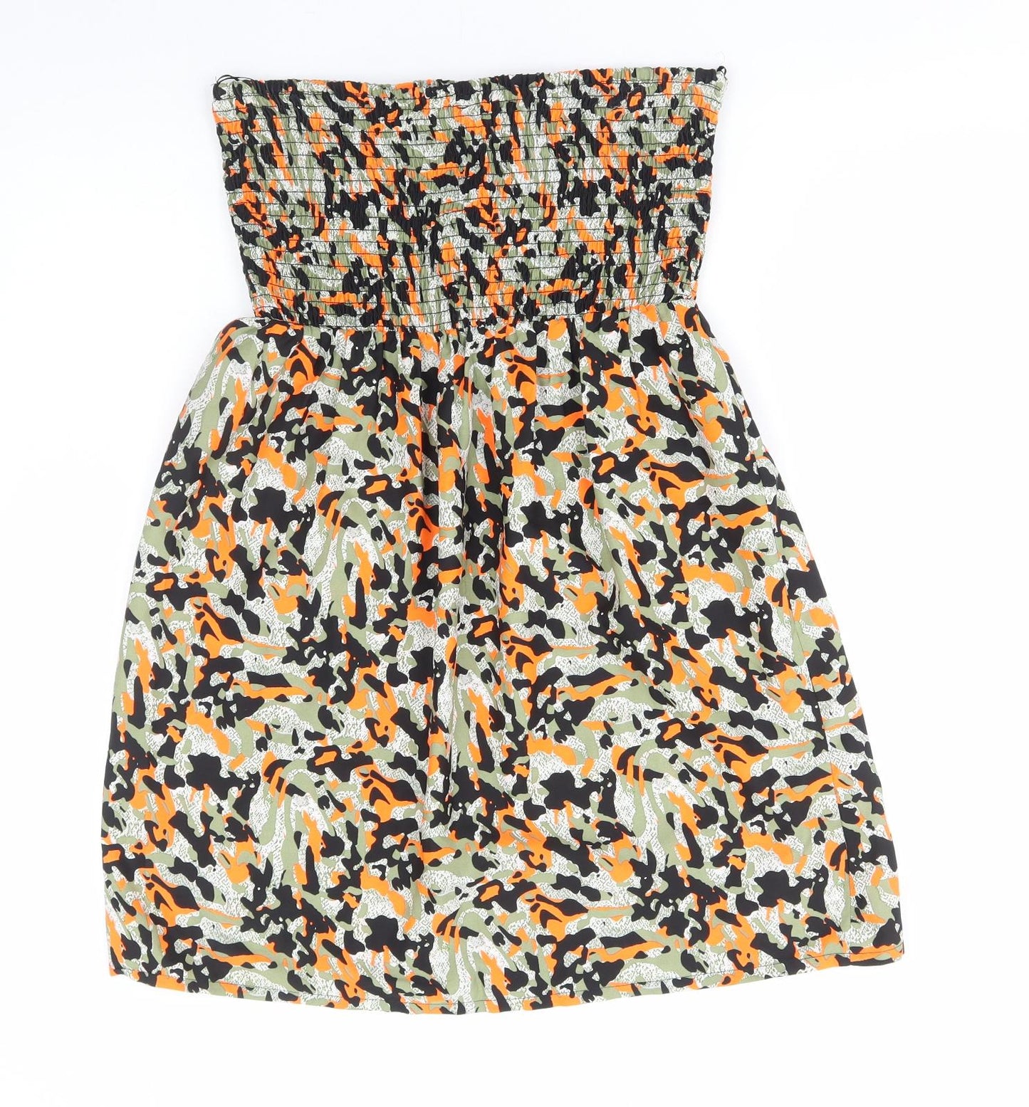 Primark Womens Multicoloured Camouflage Polyester Fit & Flare Size S Off the Shoulder Pullover - Shirred