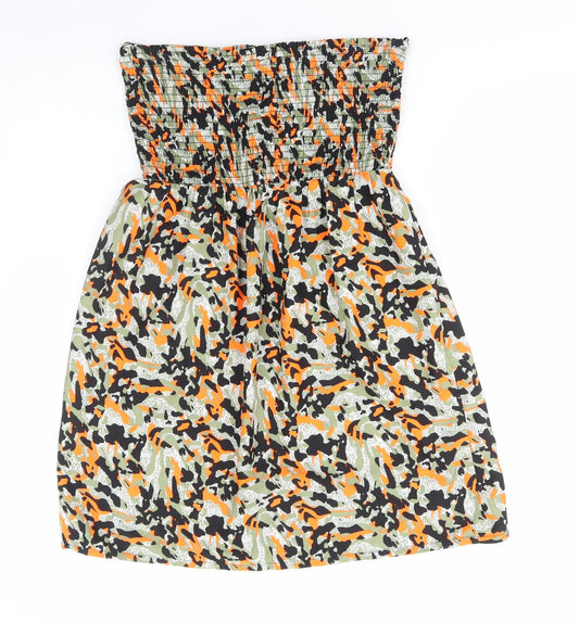 Primark Womens Multicoloured Camouflage Polyester Fit & Flare Size S Off the Shoulder Pullover - Shirred