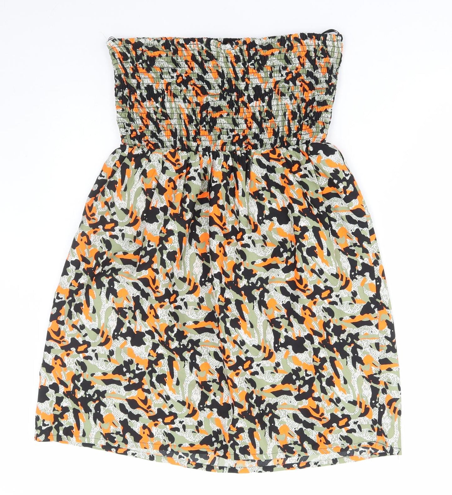 Primark Womens Multicoloured Camouflage Polyester Fit & Flare Size S Off the Shoulder Pullover - Shirred