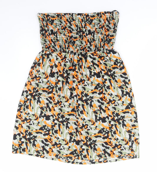 Primark Womens Multicoloured Camouflage Polyester Fit & Flare Size S Off the Shoulder Pullover - Shirred