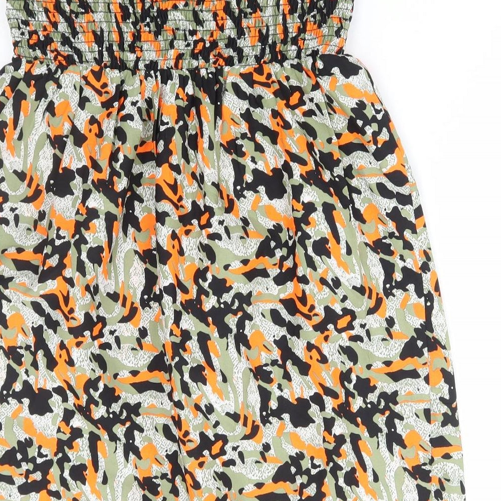 Primark Womens Multicoloured Camouflage Polyester Fit & Flare Size S Off the Shoulder Pullover - Shirred