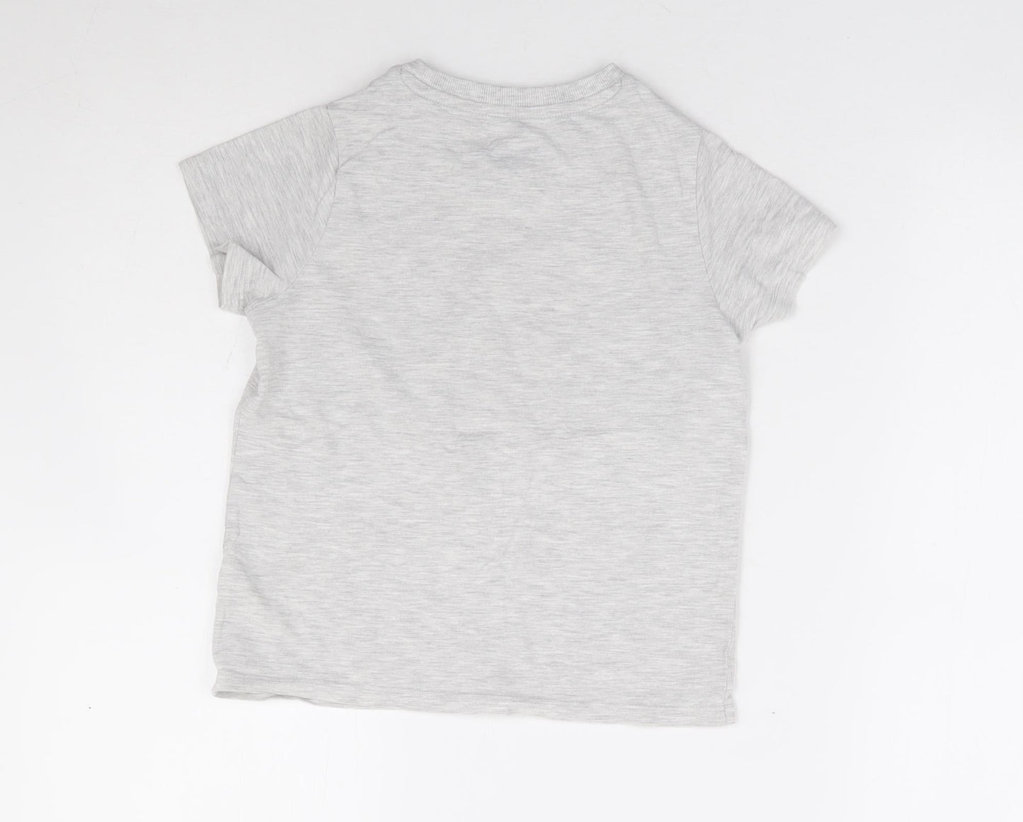Marks and Spencer Boys Grey Cotton Basic T-Shirt Size 7-8 Years Round Neck Pullover - Space Jam