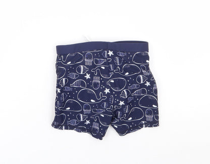 TU Boys Blue Geometric Polyamide Cropped Trousers Size 18-24 Months Drawstring - Swim Short, Whale