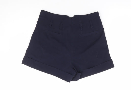 Miss Selfridge Womens Blue Polyester Sailor Shorts Size 8 L4 in Regular Zip