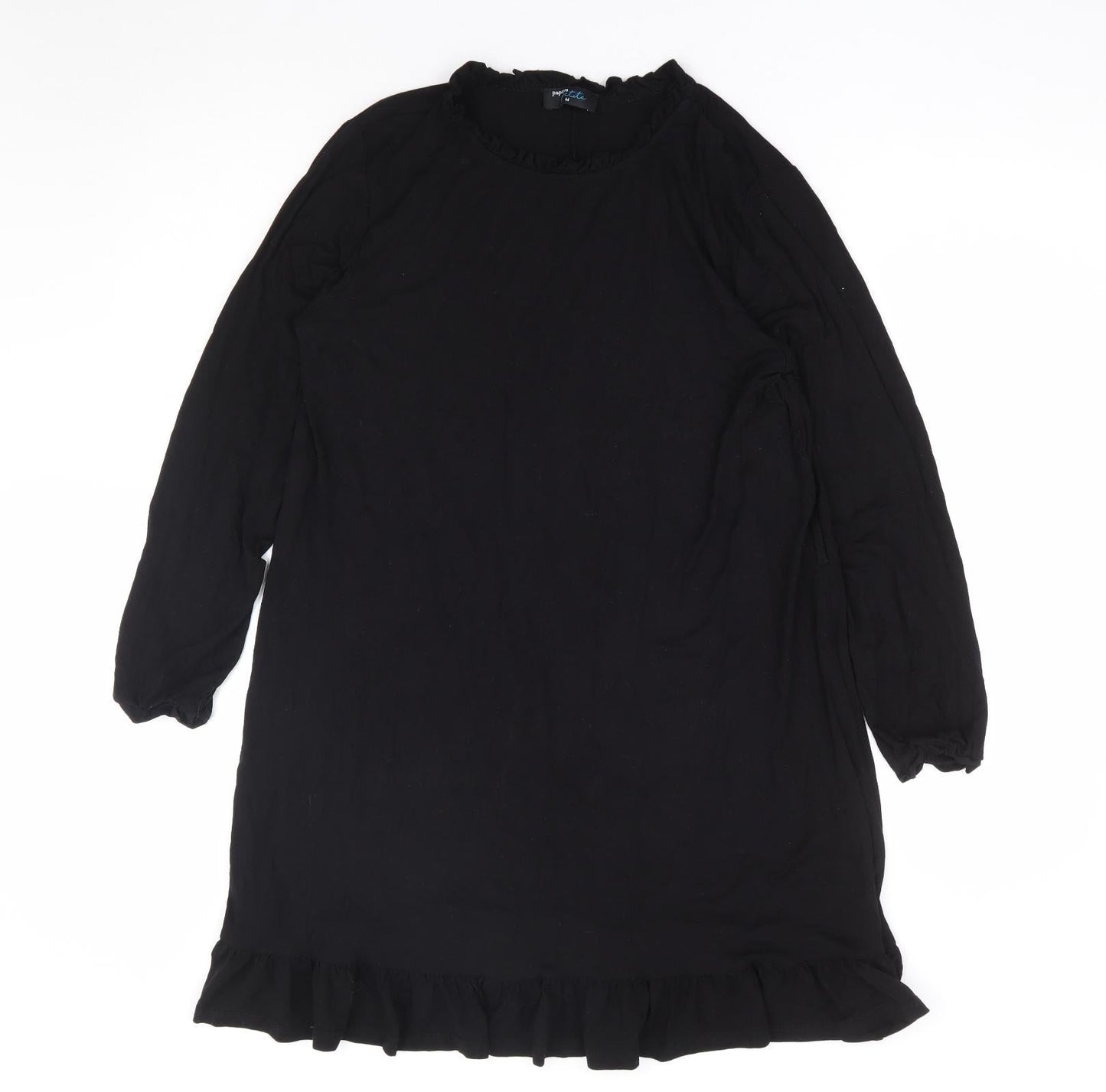 Papaya Womens Black Viscose A-Line Size M Round Neck Pullover