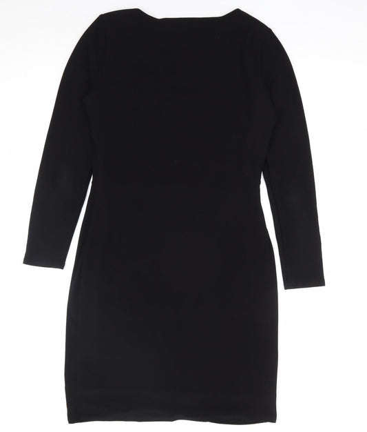 Wallis Womens Black Polyester A-Line Size 12 Round Neck Pullover