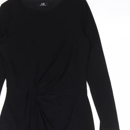 Wallis Womens Black Polyester A-Line Size 12 Round Neck Pullover