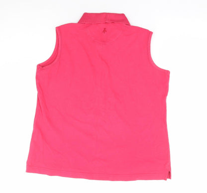 Womens UK Size 14 Green Lamb Pink Basic Polo