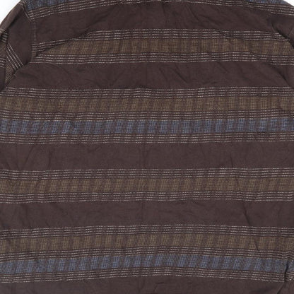 GOLFINO Mens Brown Geometric Cotton Polo Size 40 Collared Button
