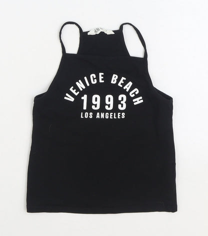 H&M Girls Black Cotton Camisole Tank Size 9-10 Years Square Neck Pullover - Venice Beach