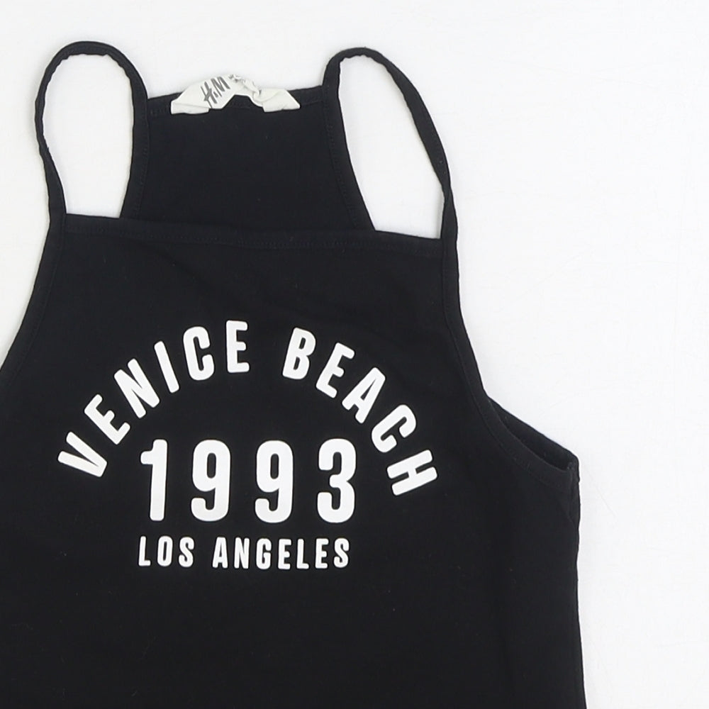 H&M Girls Black Cotton Camisole Tank Size 9-10 Years Square Neck Pullover - Venice Beach