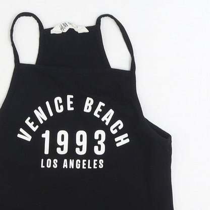 H&M Girls Black Cotton Camisole Tank Size 9-10 Years Square Neck Pullover - Venice Beach