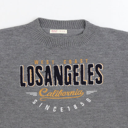 ROMWE Womens Grey Round Neck Acrylic Pullover Jumper Size S - Los Angeles, Cropped