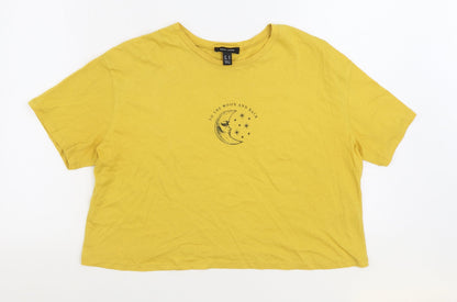 Womens UK Size 14 New Look Yellow Basic T-Shirt