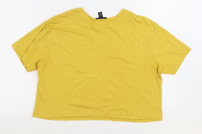 Womens UK Size 14 New Look Yellow Basic T-Shirt