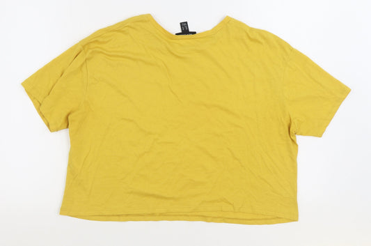 Womens UK Size 14 New Look Yellow Basic T-Shirt